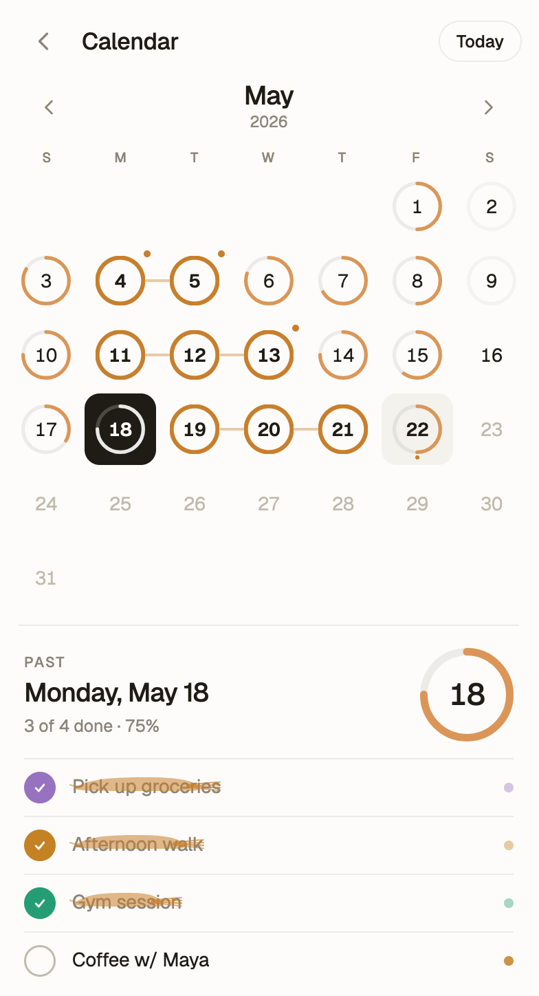Brush — calendar import screen